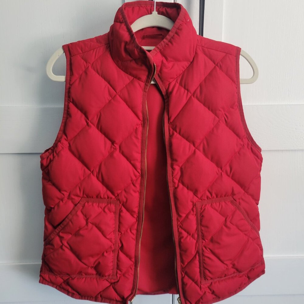 EUC J. Crew Women's Medium Red Down Puffer Vest